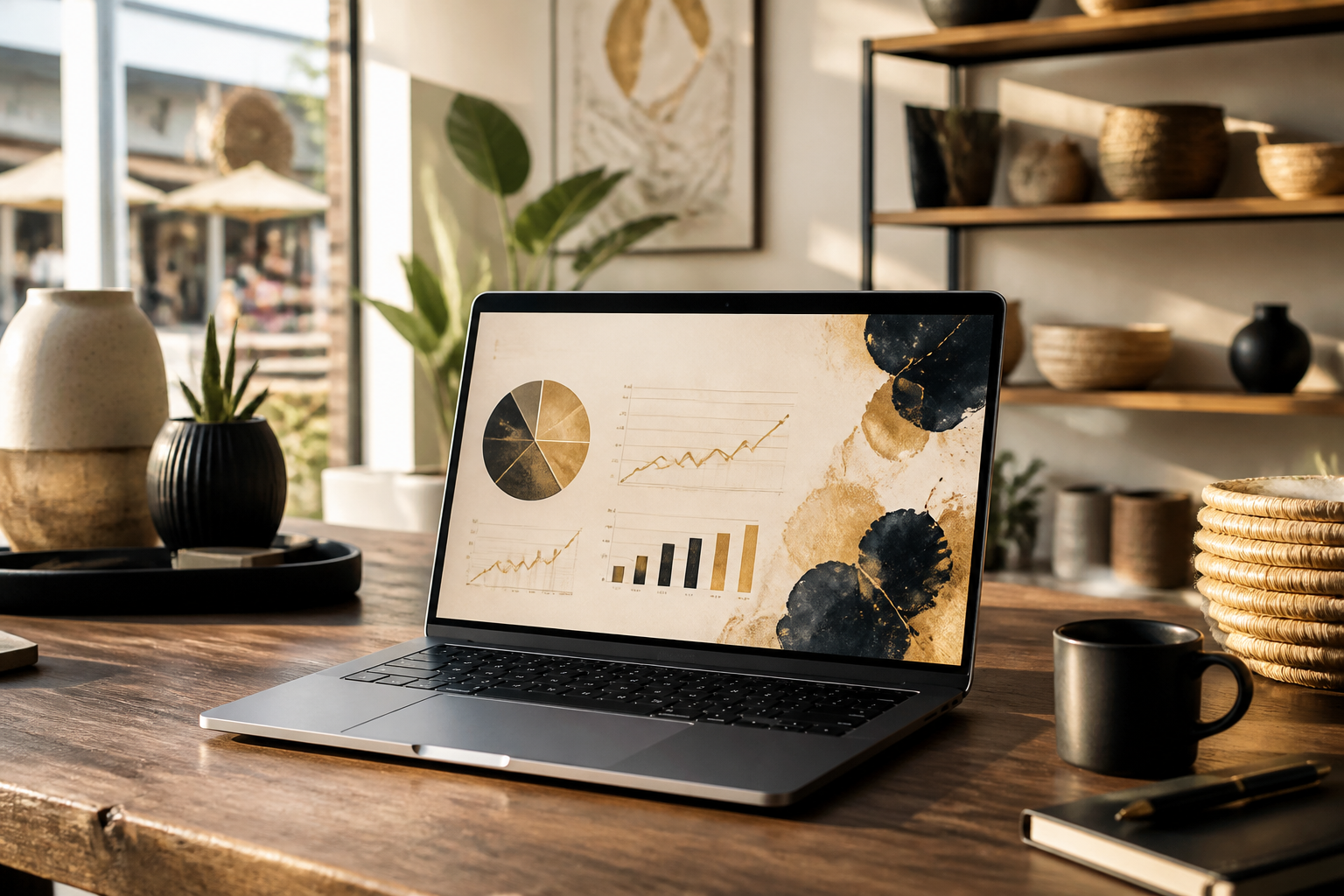 Shop laptop with live numbers